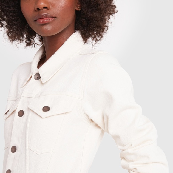 New GWYN Natural Jean Jacket Dress in Beige - Picture 8 of 14